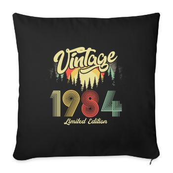 1984 Anniversaire né en 1984 Retro Vintage - Housse de coussin décorative 45 x 45 cm - noir - Devant