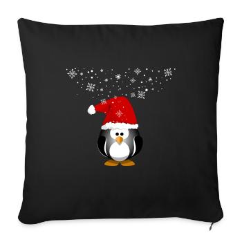 Joyeux Noël bonhomme de neige pingouin - Housse de coussin décorative 45 x 45 cm - noir - Devant