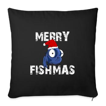 Merry Fishmas - Merry Christmas - - Sofakissenbezug 45 x 45 cm - Schwarz - Vorne