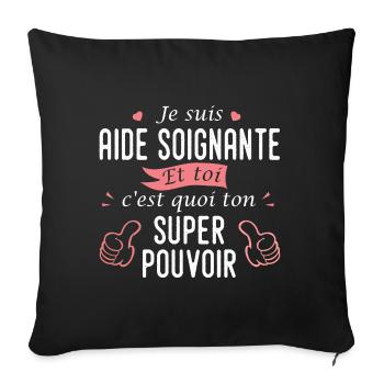 aide soignante profession métier aide soignante - Housse de coussin décorative 45 x 45 cm - noir - Devant