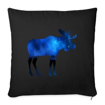 Moose at night - Sofa pillowcase 17,3'' x 17,3'' (45 x 45 cm) - black - Front