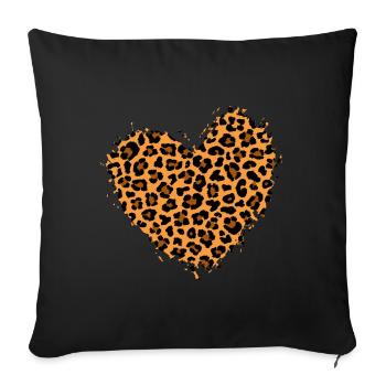 Gepardenherz-Design für Geparden-Fans - Sofakissenbezug 45 x 45 cm - Schwarz - Vorne