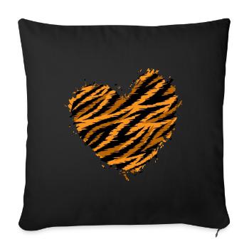 Tigerherz-Design für Tiger-Fans - Sofakissenbezug 45 x 45 cm - Schwarz - Vorne