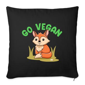 Fox design for proud vegans - Sofa pillowcase 17,3'' x 17,3'' (45 x 45 cm) - black - Front