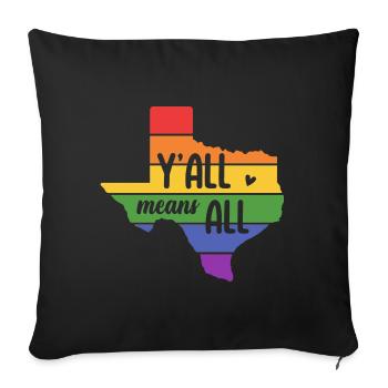 Y’all Means Y’all Design pour les fiers Texans LGBT + - Housse de coussin décorative 45 x 45 cm - noir - Devant