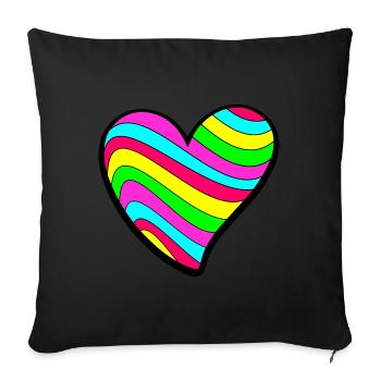 Psychedelic Love Heart - Sofa pillowcase 17,3'' x 17,3'' (45 x 45 cm) - black - Front
