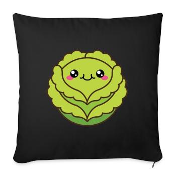 Niedlicher Kohl oder Salatkopf - Sofakissenbezug 45 x 45 cm - Schwarz - Vorne