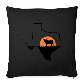 Texas Longhorn Kartendesign für stolze Texaner - Sofakissenbezug 45 x 45 cm - Schwarz - Vorne