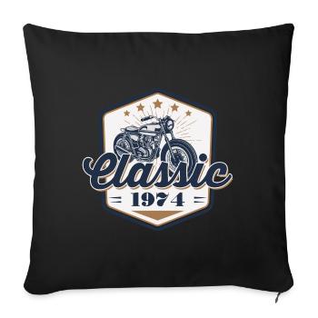 50th Birthday 1974 Motorcycle Classic Car - Sofa pillowcase 17,3'' x 17,3'' (45 x 45 cm) - black - Front