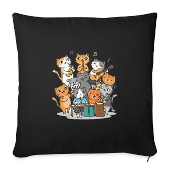 Des chats heureux qui font de la musique - Housse de coussin décorative 45 x 45 cm - noir - Devant