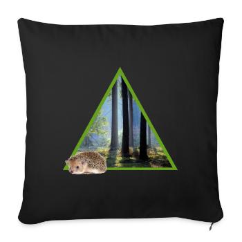 forest 52 with hedgehog - Sofa pillowcase 17,3'' x 17,3'' (45 x 45 cm) - black - Front