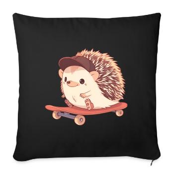 Süßer Igel skatet - Sofakissenbezug 45 x 45 cm - Schwarz - Vorne