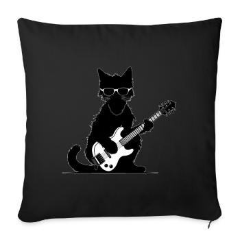 Cat joue de la guitare - Housse de coussin décorative 45 x 45 cm - noir - Devant