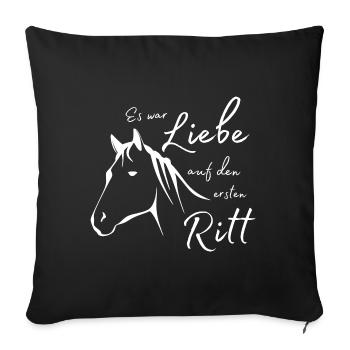 Es war Liebe auf den ersten Ritt - Sofakissenbezug 45 x 45 cm - Schwarz - Vorne