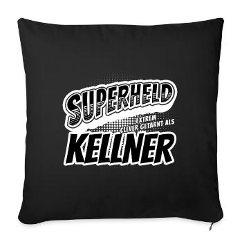 Superheld, clever getarnt als Kellner - Sofakissenbezug 45 x 45 cm - Schwarz - Vorne