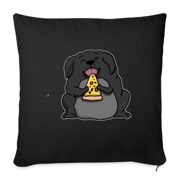 Fat Labrador Dog Eating Pizza Funny Comic Style - Sofa pillowcase 17,3'' x 17,3'' (45 x 45 cm) - black - Front