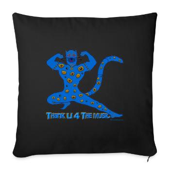 Thx U 4 la musique * Musique muscle chat en bleu - Housse de coussin décorative 45 x 45 cm - noir - Devant