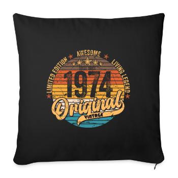 1974 Birthday born in 1974 Retro Vintage - Sofa pillowcase 17,3'' x 17,3'' (45 x 45 cm) - black - Front