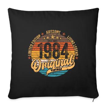 1984 Anniversaire né en 1984 Retro Vintage - Housse de coussin décorative 45 x 45 cm - noir - Devant
