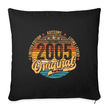 2005 Birthday born in 2005 Retro Vintage - Sofa pillowcase 17,3'' x 17,3'' (45 x 45 cm) - black - Front