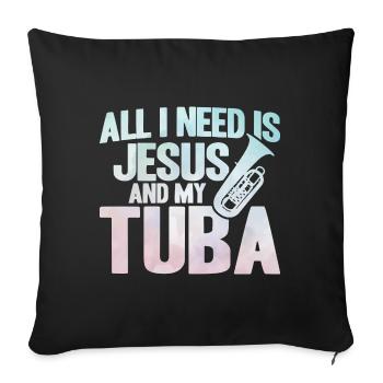 Tuba Jesus et mon cadeau de tuba - Housse de coussin décorative 45 x 45 cm - noir - Devant
