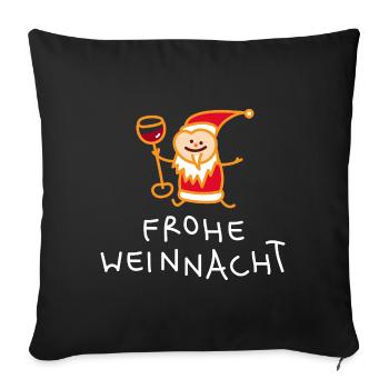 Weihnachtsmann mit Wein (b) - Sofakissenbezug 45 x 45 cm - Schwarz - Vorne