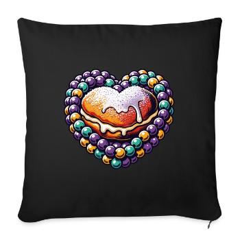 Heart of sugar pearls with pastries - Sofa pillowcase 17,3'' x 17,3'' (45 x 45 cm) - black - Front