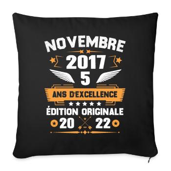 Novembre 2017 Idée Cadeau D'anniversaire 5 Ans - Housse de coussin décorative 45 x 45 cm - noir - Devant