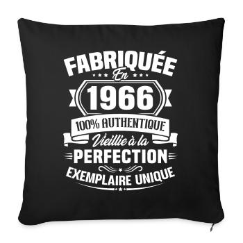Fabriquée en 1966 - Cadeau d'anniversaire 57 ans - Housse de coussin décorative 45 x 45 cm - noir - Devant