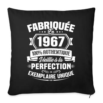 Fabriquée en 1967 - Cadeau d'anniversaire 56 ans - Housse de coussin décorative 45 x 45 cm - noir - Devant