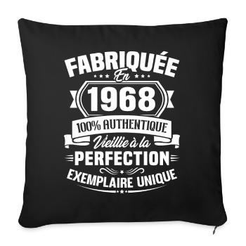 Fabriquée en 1968 - Cadeau d'anniversaire 55 ans - Housse de coussin décorative 45 x 45 cm - noir - Devant