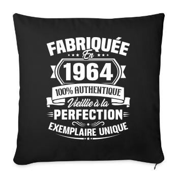 Fabriquée en 1964 - Cadeau d'anniversaire 59 ans - Housse de coussin décorative 45 x 45 cm - noir - Devant