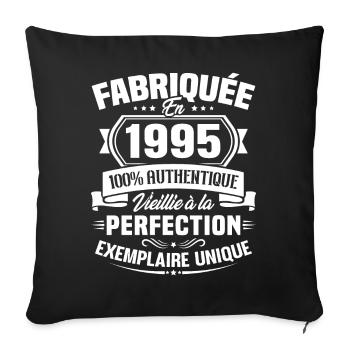Fabriquée en 1995 - Cadeau d'anniversaire 28 ans - Housse de coussin décorative 45 x 45 cm - noir - Devant