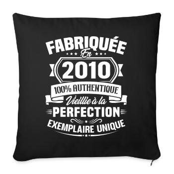 Fabriquée en 2010 - Cadeau d'anniversaire 13 ans - Housse de coussin décorative 45 x 45 cm - noir - Devant