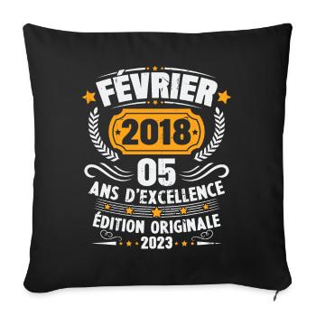 Cadeau D'anniversaire 5 Ans Février 2018 Vintage - Housse de coussin décorative 45 x 45 cm - noir - Devant
