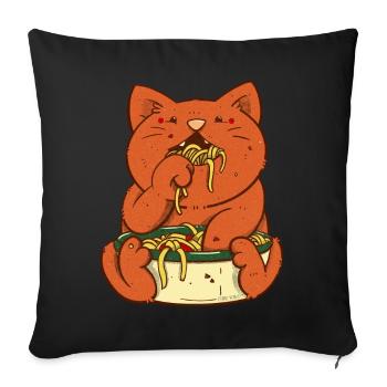 Red cat eats spaghetti - Sofa pillowcase 17,3'' x 17,3'' (45 x 45 cm) - black - Front