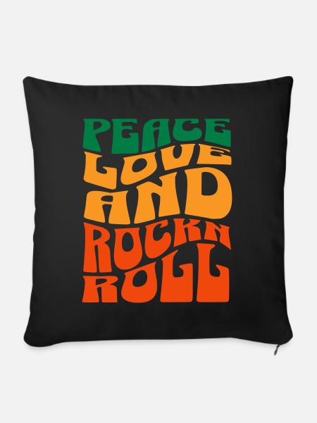 PEACE LOVE AND ROCKN ROLL - Sofakissenbezug 45 x 45 cm - Schwarz