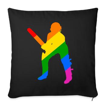 Batsman in Cricket Rainbow - Sofa pillowcase 17,3'' x 17,3'' (45 x 45 cm) - black - Front