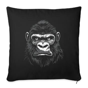 Gorille Portrait Faune Faune Jungle Singe - Housse de coussin décorative 45 x 45 cm - noir - Devant