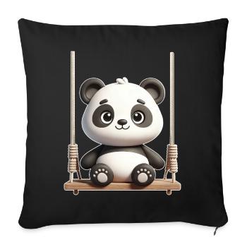 Cute Panda Swing Cartoon - Sofa pillowcase 17,3'' x 17,3'' (45 x 45 cm) - black - Front