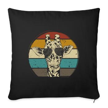 Giraffe retro vintag Zoo Afrika Safari - Sofakissenbezug 45 x 45 cm - Schwarz - Vorne
