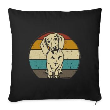 Dachshund Breed Dachshund Teckel 70s 80s retro - Sofa pillowcase 17,3'' x 17,3'' (45 x 45 cm) - black - Front