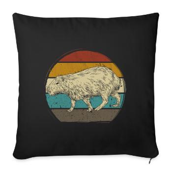 Capybara Wasserschwein retro Nagetier Tier lustig - Sofakissenbezug 45 x 45 cm - Schwarz - Vorne