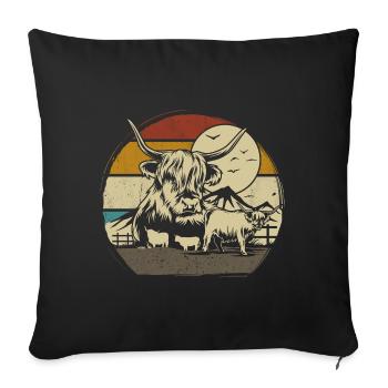 Highlander écossais Highland Cattle Highland - Housse de coussin décorative 45 x 45 cm - noir - Devant