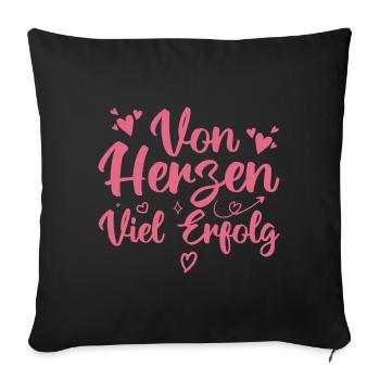 Von Herzen Viel Erfolg - Motivation Ziele - Housse de coussin décorative 45 x 45 cm - noir - Devant