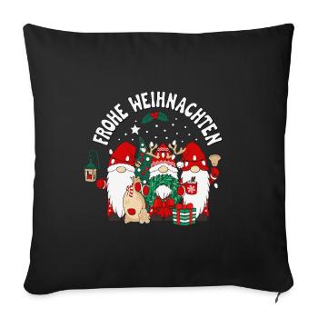 Frohe Weihnachten Wichtel Gnomies - Sofakissenbezug 45 x 45 cm - Schwarz - Vorne