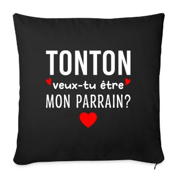 Tonton Veux-tu être Mon Parrain Futur Parrain - Housse de coussin décorative 45 x 45 cm - noir - Devant