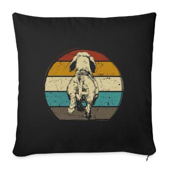 Dachshund dog drawing from behind dog retro vintag - Sofa pillowcase 17,3'' x 17,3'' (45 x 45 cm) - black - Front