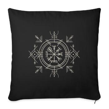 Wikinger Kompass Nordisch Keltisch Rune - Sofakissenbezug 45 x 45 cm - Schwarz - Vorne
