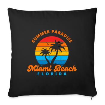Summer Paradise Miami Beach Florida-Sunset-Palms - Sofa pillowcase 17,3'' x 17,3'' (45 x 45 cm) - black - Front